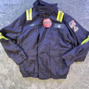 Bulwark FR Flame Resistant Work Jacket M Reflective DWR USA Patch UltraSoft Navy